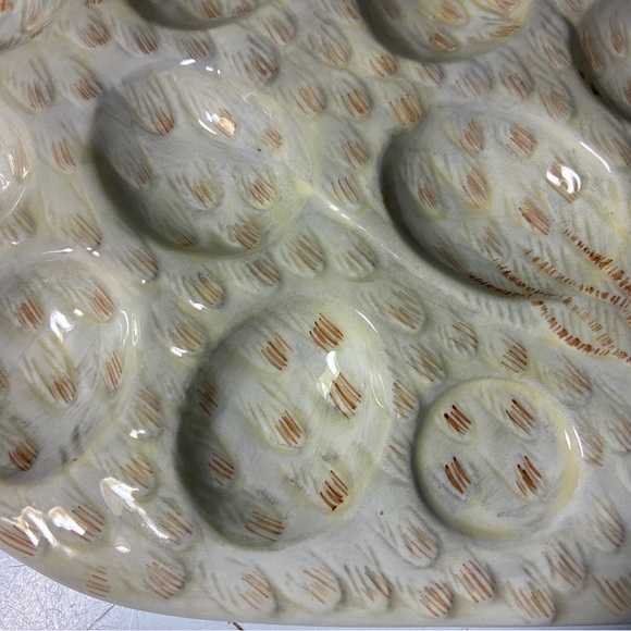 2001 WARREN KIMBLE DEVILED EGG PLATE TRAY PLATTER ROOSTER CHICKEN HOLDS 12 EGGS - Picture 4 of 6